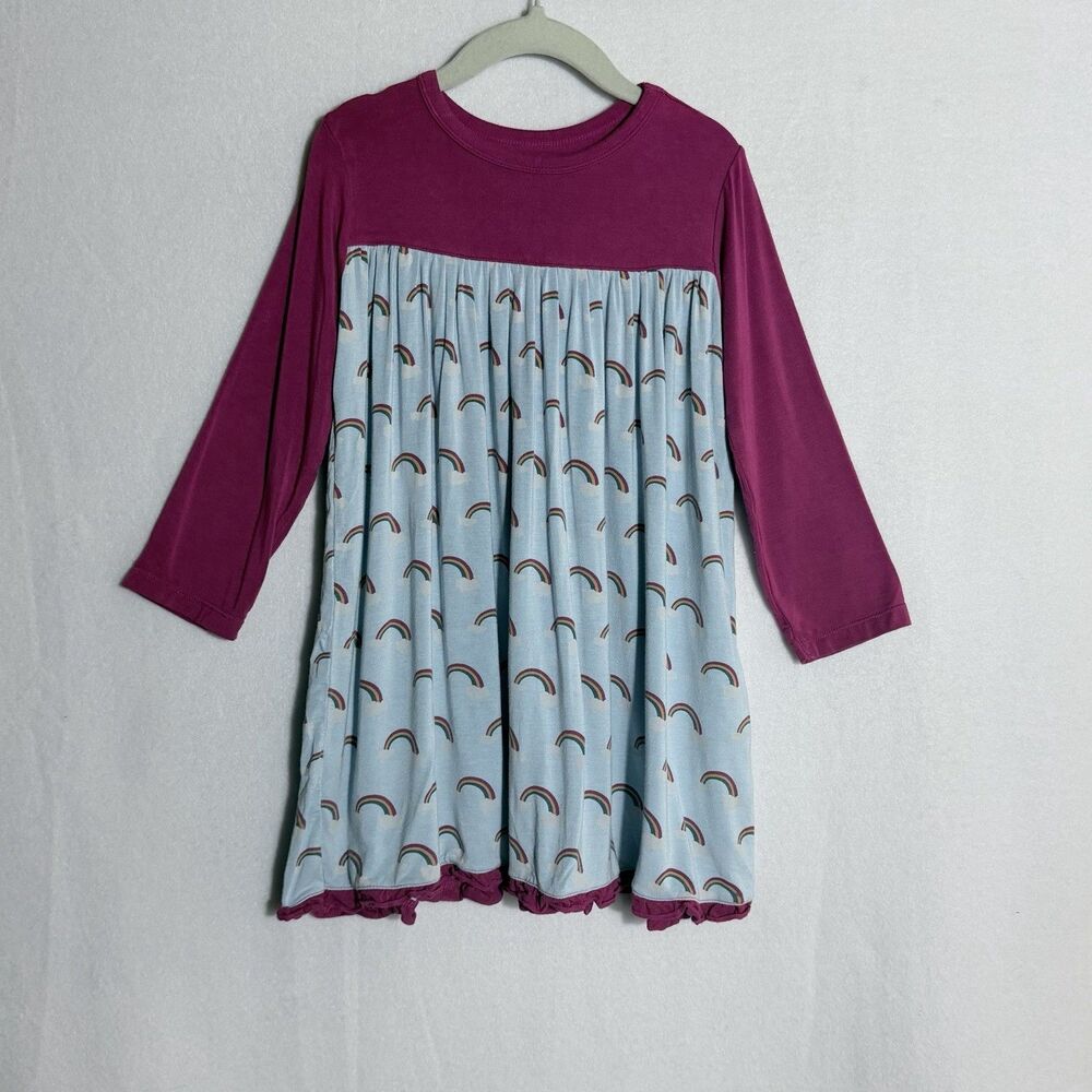 Kickee Pants Pond Rainbow Long Sleeve Bamboo Swing Dress Toddler Girls Size 4T